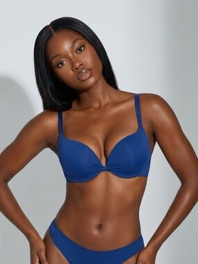 Deep Blue Push-Up Bra | Smooth Seamless Cups | 34B